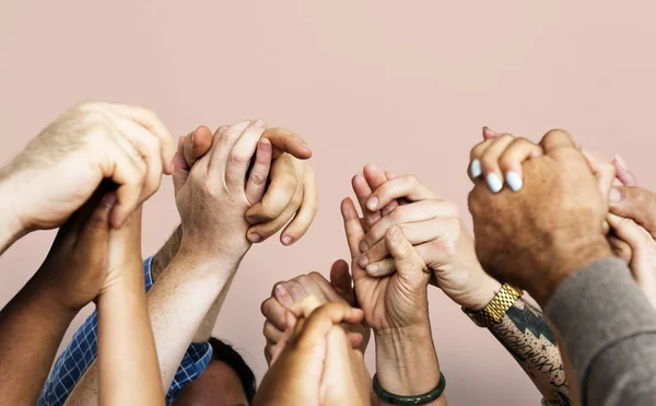 People holding rised up hands — Stock Photo, Image