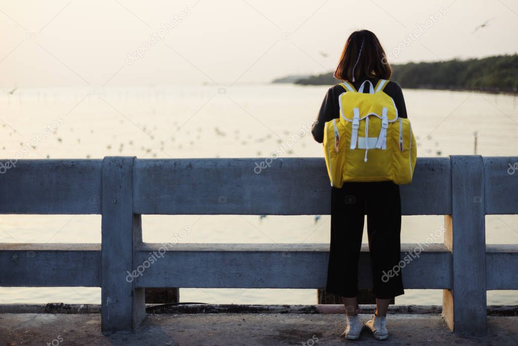 traveler woman with backpack