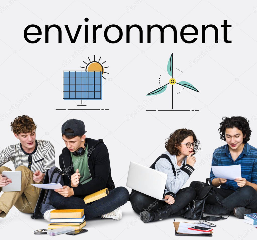 Portrait of students learning together and talking in the studio, Environment Concept