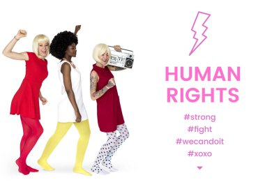 boombox ile mutlu çok kültürlü kadınlar