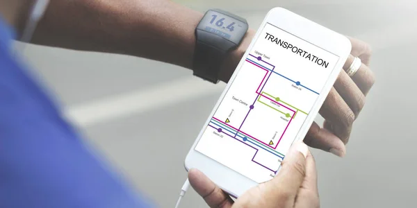 Transport tecken på smart phone — Stockfoto
