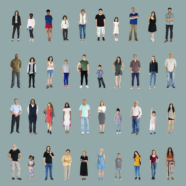 Setzen Ganzkörper-Diversität Menschen — Stockfoto