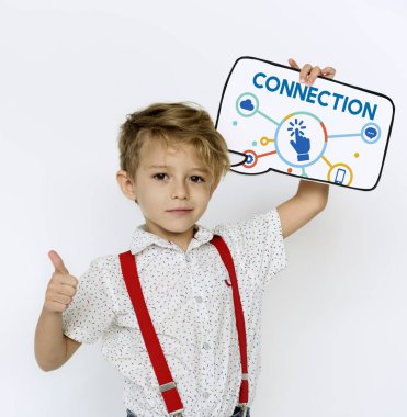 Çocuk holding genel gider konuşma balonu