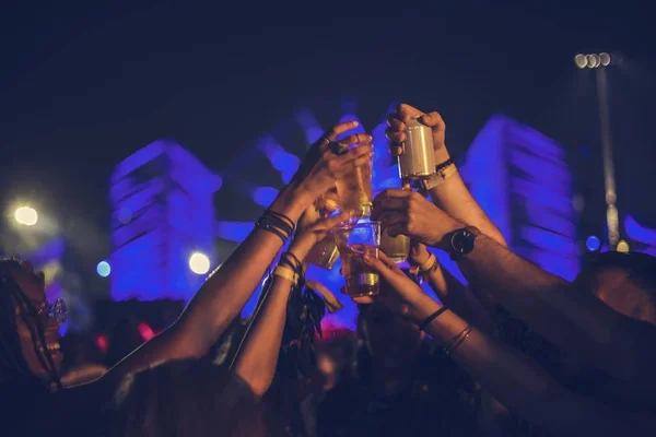 Vänner njuter musikfestival — Stockfoto