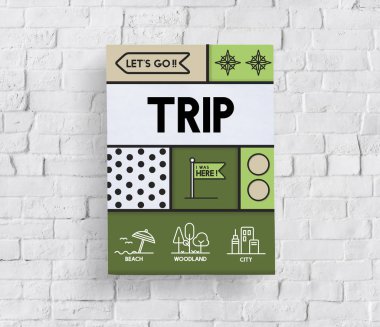 Beyaz tuğla duvara afiş 