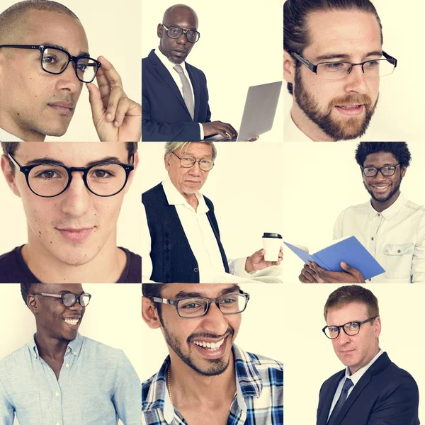 戴眼镜的多样性男人 — 图库照片