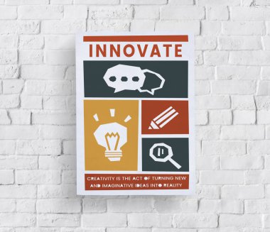 Beyaz tuğla duvara afiş 