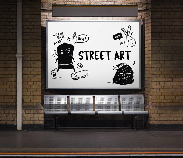 Otobüs durağı koltuklar ve reklam kurulu