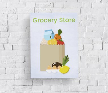 Tuğla duvar grafik ile banner  