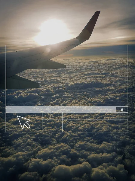 Ala de avión en el cielo — Foto de Stock