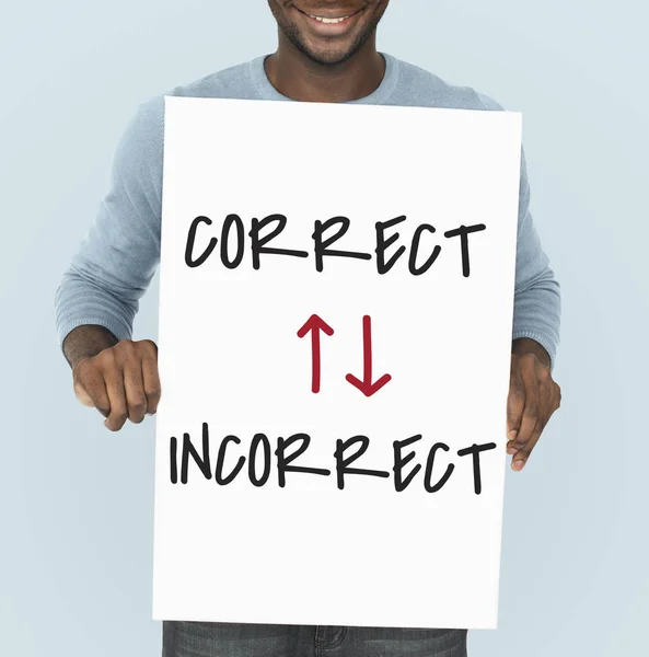 African man holding graphic banner — Stock Photo, Image