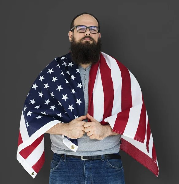 Άντρας με αμερικανική σημαία — Φωτογραφία Αρχείου