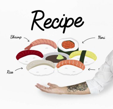 Japon gıda gösteren bir el 