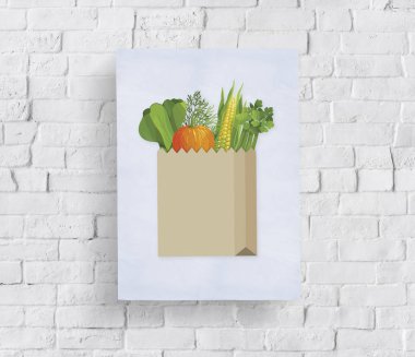 Tuğla duvar grafik ile banner  