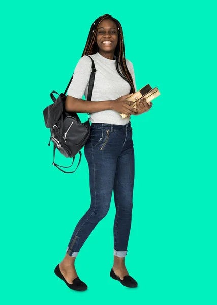 Meisje student bedrijf leerboek — Stockfoto