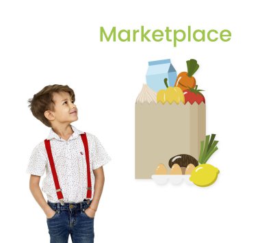 Küçük çocuk elleri ceplerinde duran