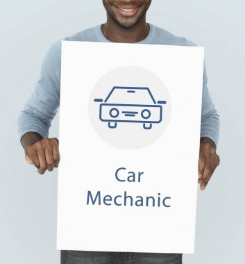 Afrika adam grafik afiş tutarak 