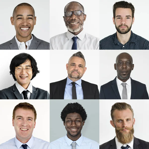 Collage med affärsmän leende — Stockfoto