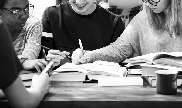 Friends studying with books — Stock Photo, Image