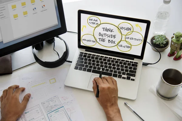 Workplace table with computer — Stock Photo, Image