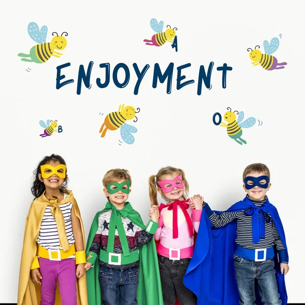 Çocuk süper kahraman kostümleri — Stok fotoğraf