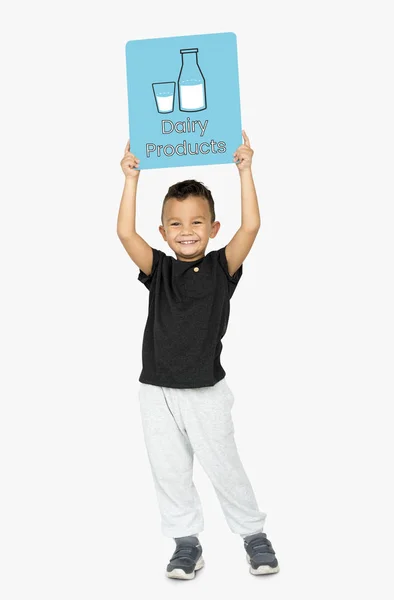 Kis fiú gazdaság banner — Stock Fotó
