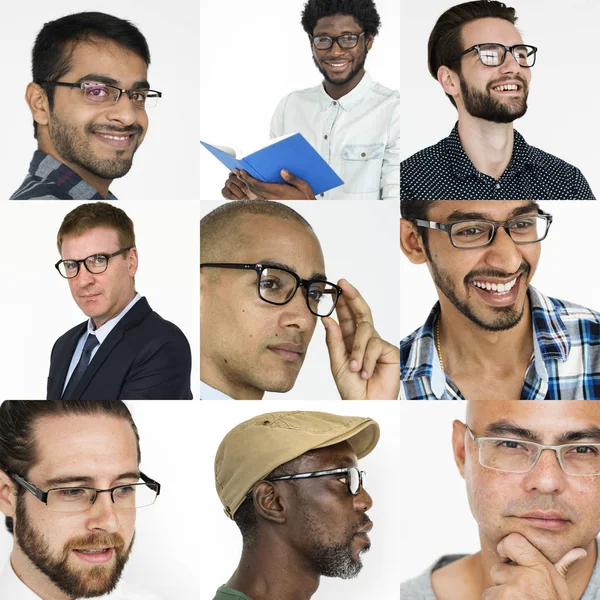 Mångfald män bär glasögon — Stockfoto