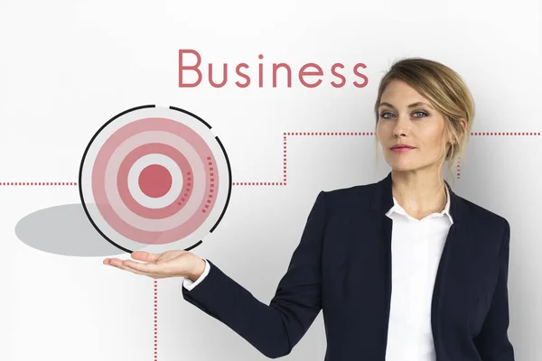 Successful Business woman showing title — Stock Photo, Image