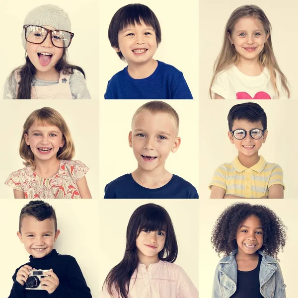 Collage of Diversity Cheerful Kids — Stock Photo, Image