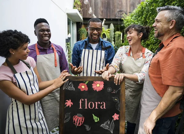 Friends with Flora board — Stock Photo, Image