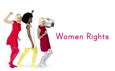 boombox ile mutlu çok kültürlü kadınlar