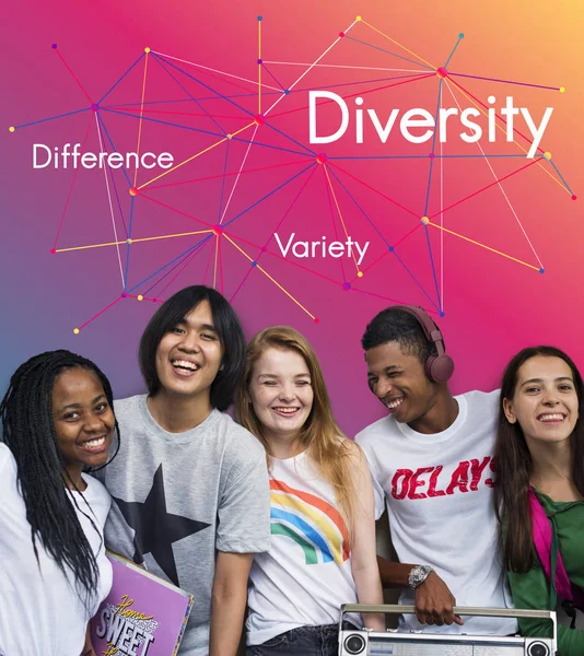 Diversità studenti amici insieme — Foto Stock