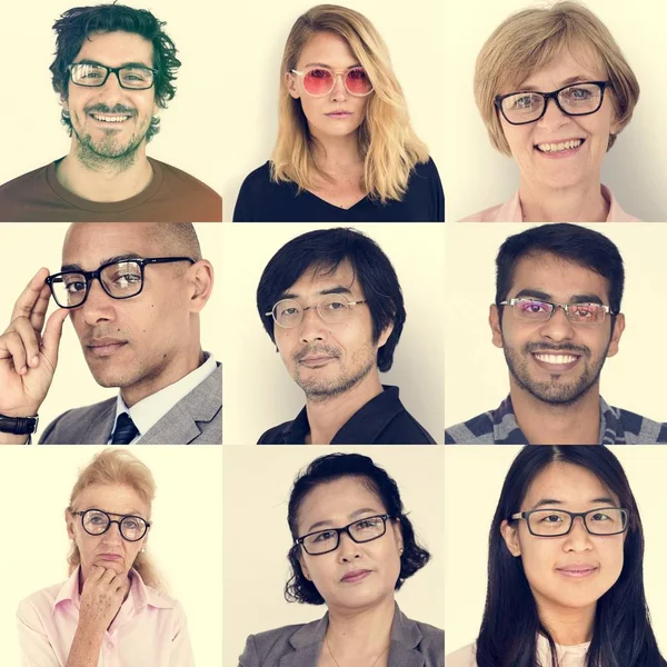 Diversiteit mensen dragen brillen — Stockfoto