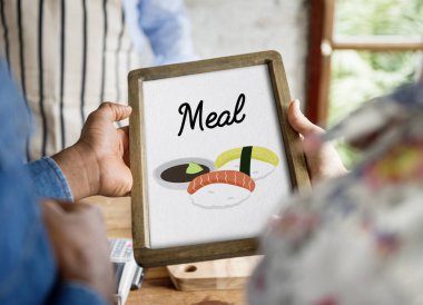 İnsanlar tutar tabela