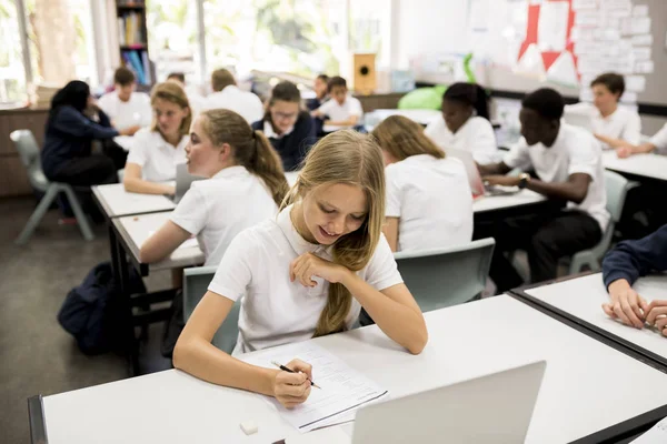 Schoolstudenten studeren in klasse — Stockfoto