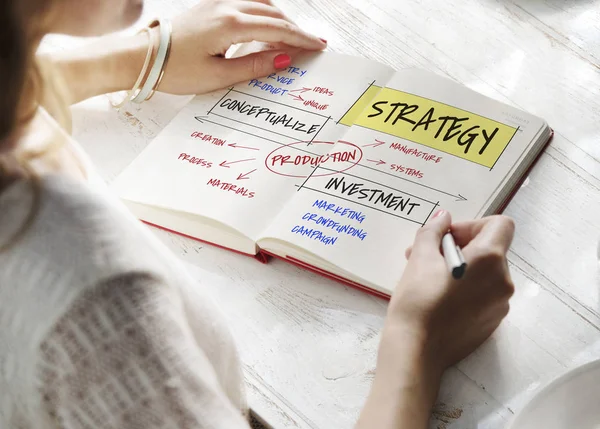 Mujer haciendo notas en cuaderno — Foto de Stock