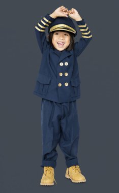mutlu küçük çocuk Pilot kostüm