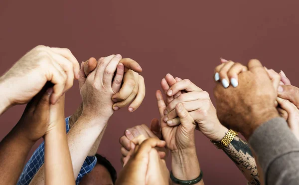 People holding rised up hands — Stock Photo, Image