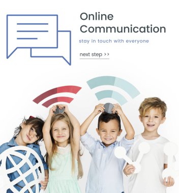 Küçük simgeleri ağ ile çocuk 