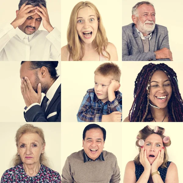 Diversidade pessoas definir emocional — Fotografia de Stock