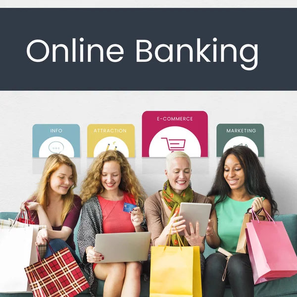 Women shopping online — Stock Photo, Image