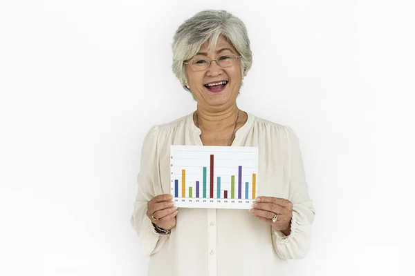 Senior mujer asiática con tableta —  Fotos de Stock