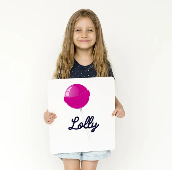 Little Girl bedrijf Banner — Stockfoto