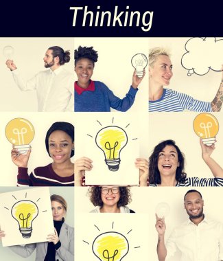 Çeşitlilik insanların Holding ampul