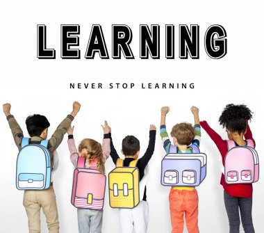 Okul sırt çantaları ile Arkadan Görünüm