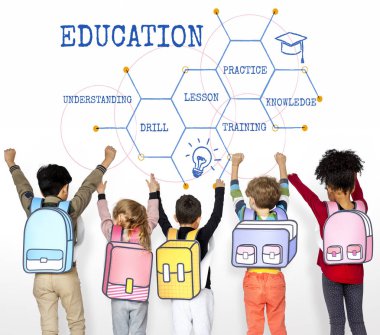 Okul sırt çantaları ile Arkadan Görünüm