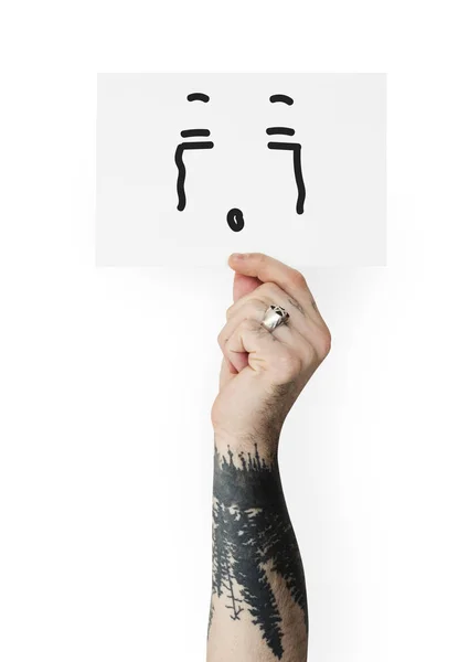 Osoba, která drží Transparent s lebkou — Stock fotografie
