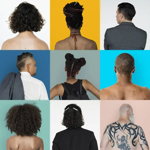 Diversidade pessoas vista traseira — Fotografia de Stock