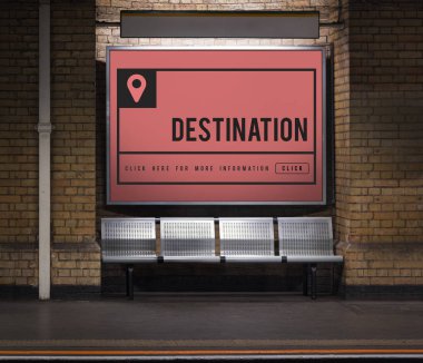 Otobüs durağı koltuklar ve reklam kurulu