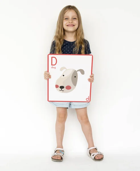 Little Girl bedrijf Banner — Stockfoto